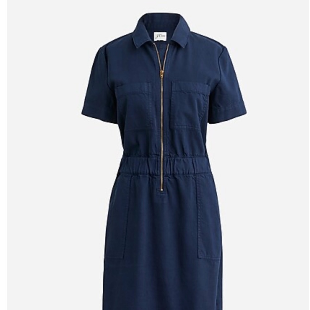 🎉 JCREW Zip front Chino navy dress in excellent condition, 8 , perfect in spring